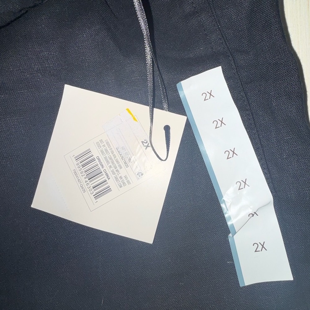 Ava & Viv Womens 2X Black Linen Blend Wide Leg Smocked Waist Crop Pants NEW - Picture 3 of 8